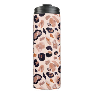 Leopardenprint, nahtlos, beige Hintergrund. Thermosbecher