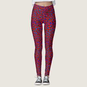 Leopardenprint Rot Blau Schwarze Leggings