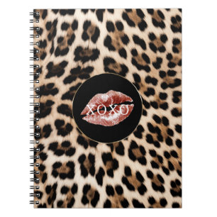 Leopardenprint rote Lippen XOXO Notizblock