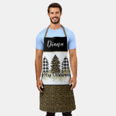 Leopardenprint und Weihnachtsbäume Schürze (Getragen)