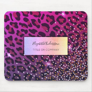 Leopardenrosa lila schwarze Funkelglasur Mousepad