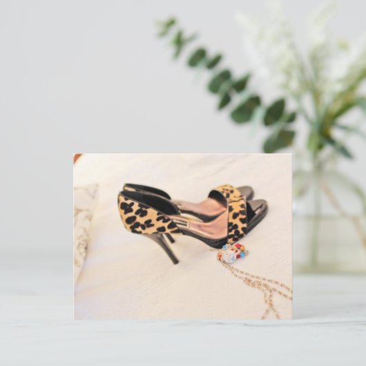 Leopardenschuhe Postkarte (Stehend Vorderseite)