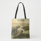 Leopardenseehunde, Vintage Wassertiere Meeresleben Tasche (Vorderseite)