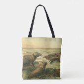 Leopardenseehunde, Vintage Wassertiere Meeresleben Tasche (Rückseite)