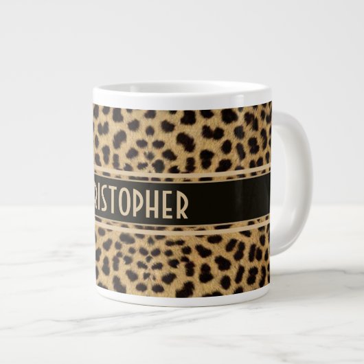 Leopardenspotdruck Personalisiert Jumbo-Tasse (Vorderseite Rechts)
