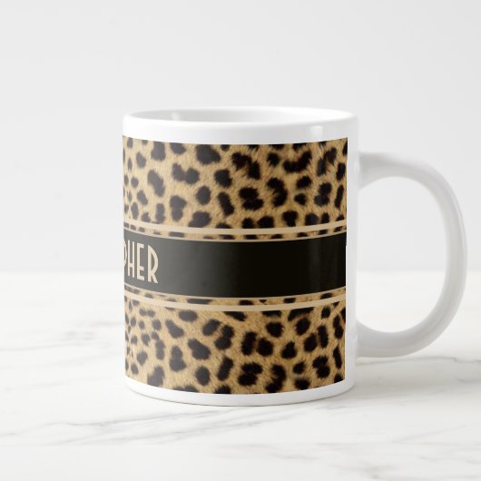 Leopardenspotdruck Personalisiert Jumbo-Tasse (Rechts)