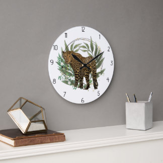 Leopardenstil Große Wanduhr