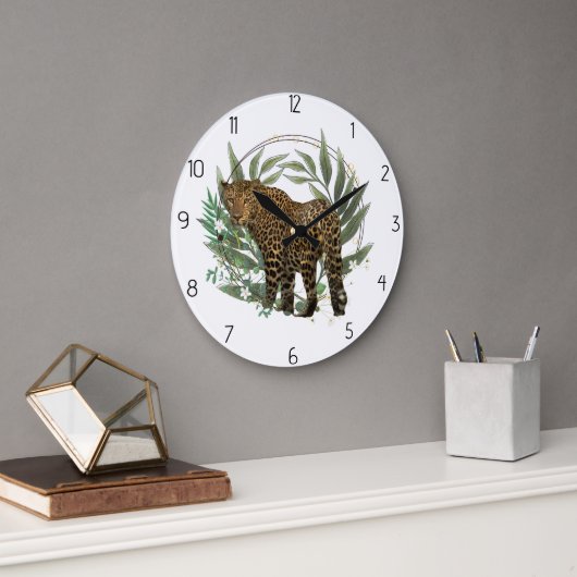 Leopardenstil Große Wanduhr (Büro)