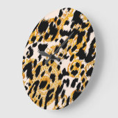 Leopardenstruktur: goldbarocke Muster. Große Wanduhr (Winkel)