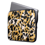 Leopardenstruktur: goldbarocke Muster. Laptopschutzhülle (Vorderseite Links)