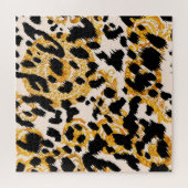 Leopardenstruktur: goldbarocke Muster. Puzzle (Horizontal)