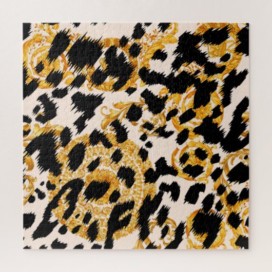Leopardenstruktur: goldbarocke Muster. Puzzle (Vertikal)
