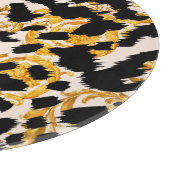 Leopardenstruktur: goldbarocke Muster. Schneidebrett (Ecke)