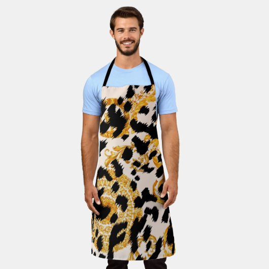 Leopardenstruktur: goldbarocke Muster. Schürze (Getragen)
