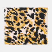 Leopardenstruktur mit goldbarocken Mustern Fleecedecke (Vorderseite (Horizontal))