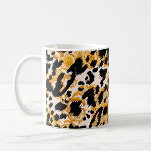 Leopardenstruktur mit goldbarocken Mustern Kaffeetasse