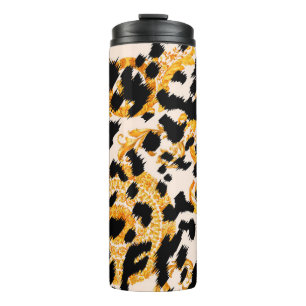 Leopardenstruktur mit goldbarocken Mustern Thermosbecher