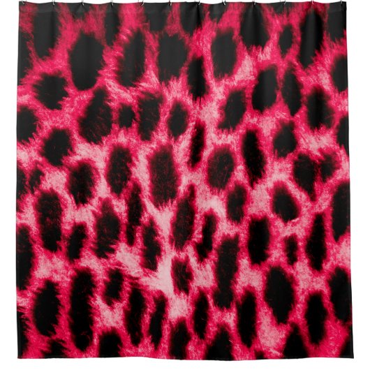 Leopardentextur in Schwarz und Rot Duschvorhang (Vorderseite)