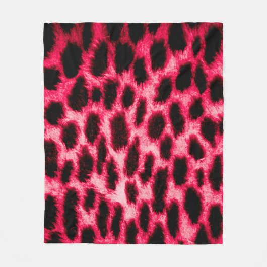 Leopardentextur in Schwarz und Rot Fleecedecke (Vorderseite)