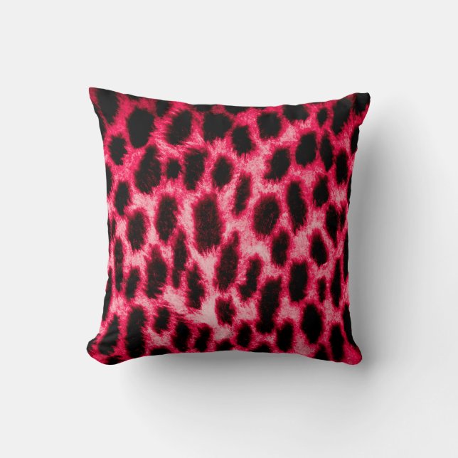 Leopardentextur in Schwarz und Rot Kissen (Vorderseite)