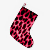 Leopardentextur in Schwarz und Rot Kleiner Weihnachtsstrumpf (Vorderansicht (hängend))