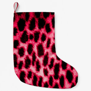 Leopardentextur in Schwarz und Rot Kleiner Weihnachtsstrumpf