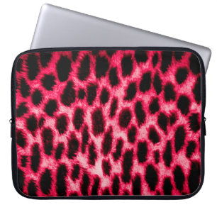 Leopardentextur in Schwarz und Rot Laptopschutzhülle