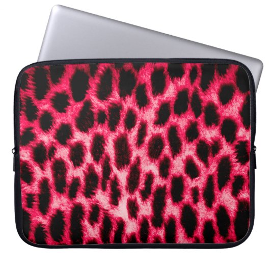 Leopardentextur in Schwarz und Rot Laptopschutzhülle (Vorderseite)