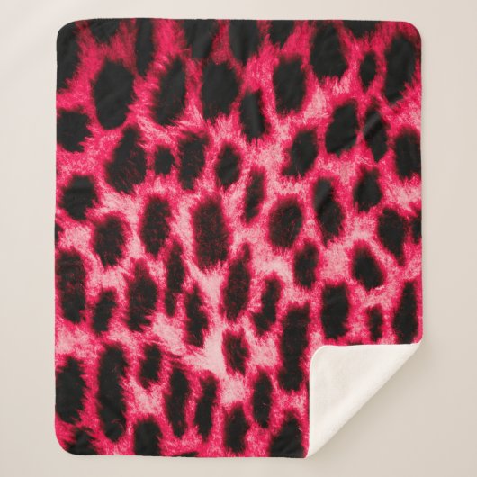Leopardentextur in Schwarz und Rot Sherpadecke (Vorderseite)