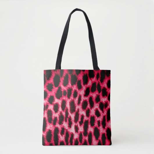 Leopardentextur in Schwarz und Rot Tasche (Vorderseite)