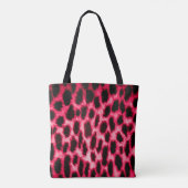Leopardentextur in Schwarz und Rot Tasche (Rückseite)