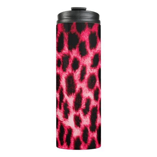 Leopardentextur in Schwarz und Rot Thermosbecher (Vorderseite)