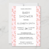 Leopardenwerbung, Spots, rosa Leoparden, Babydusch Magneteinladung (Vorderseite)