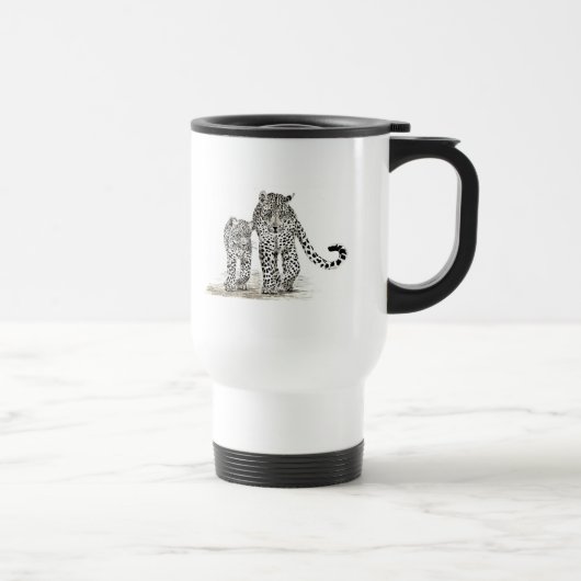 Leopardfamilien-Reise Tasse (Rechts)