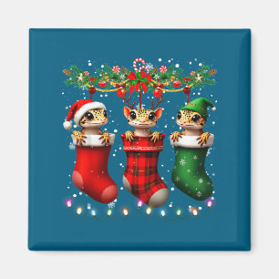 Leopardgecko in Weihnachts-Socken leuchtet Leopard Magnet