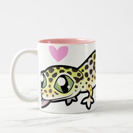 Leopardgecko-Liebe Zweifarbige Tasse (Links)