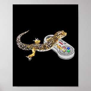 Leopardgecko spielt Videospiel Echse und Reptil Poster