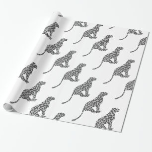 Leopardgrau und helle graue Silhouette Geschenkpapier