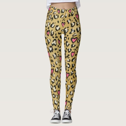 Leopardherz-/Leopardtierdruckrosaherz Leggings (Vorderseite)