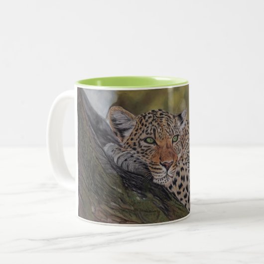 Leopardkaffee-Tasse Zweifarbige Tasse (Vorderseite Links)