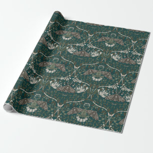Leopardmotte und Heckenkirsche Botanisch Vintage Geschenkpapier
