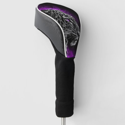 leopardo con humo morado golf headcover (angewinkelt)