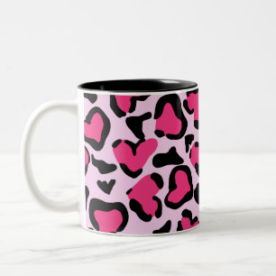 Leopardprint, Handgezeichnet Aquarelltextur. Zweifarbige Tasse