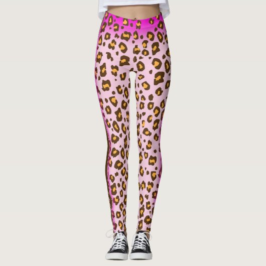 Leopardrosa Tiermuster-Leggings Leggings (Vorderseite)