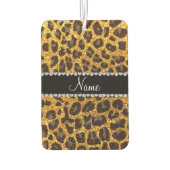 Leopardruckdruck auf individuelle Name Gelb-Glitze Autolufterfrischer (Rückseite)