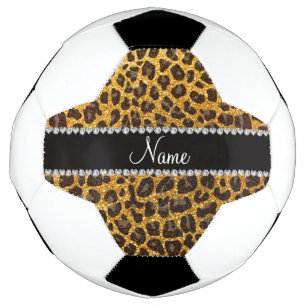 Leopardruckdruck auf individuelle Name Gelb-Glitze Fußball