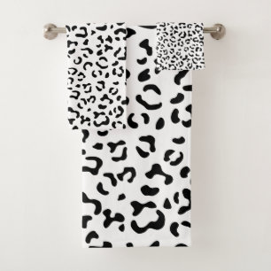 Leopardrucke, Leoparden, Schwarz und Weiß Badhandtuch Set