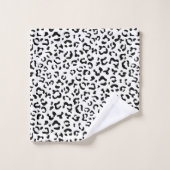 Leopardrucke, Leoparden, Schwarz und Weiß Badhandtuch Set (Waschlappen)
