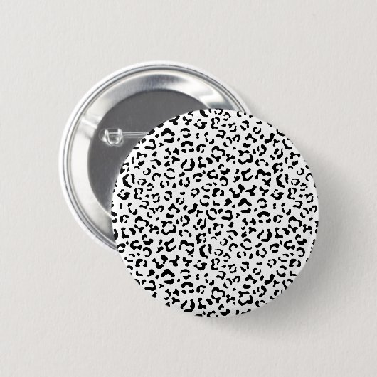 Leopardrucke, Leoparden, Schwarz und Weiß Button (Vorne & Hinten)