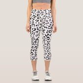 Leopardrucke, Leoparden, Schwarz und Weiß Capri Leggings (Vorderseite)